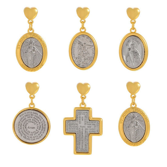 Bild von Messing Religiös Charms Großhandel 18K Vergoldet & Platin Plattiert Mixefarbe
