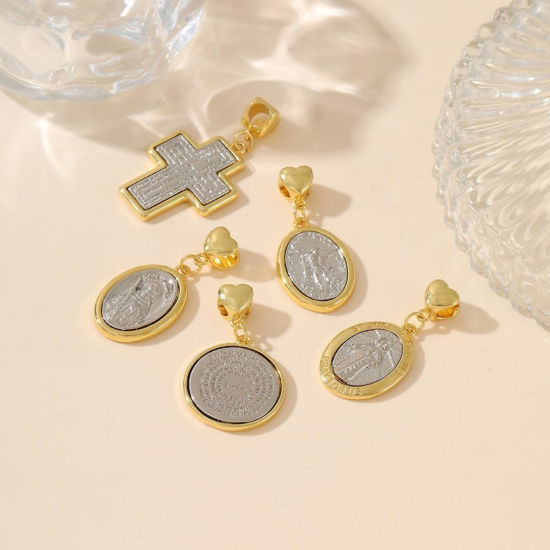 Bild von Messing Religiös Charms Großhandel 18K Vergoldet & Platin Plattiert Mixefarbe