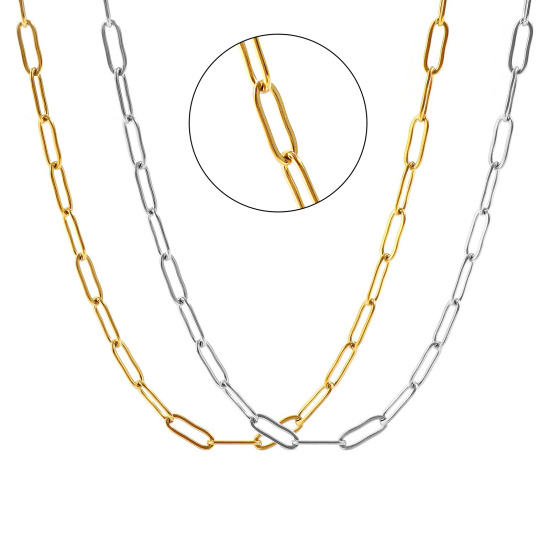Imagen de Plano Collares Al Por Mayor, Catena di Fermagli Multicolor 304 Acero Inoxidable, Unisex Respetuoso del Medio Ambiente Elegante Minimalista Regalo Joyería Para Minorista, Tamaño de la Cadena: 12x4mm, 1 Unidad