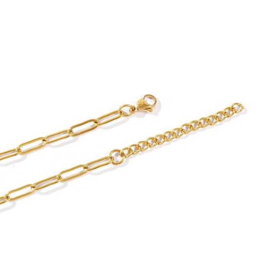 Imagen de Plano Collares Al Por Mayor, Catena di Fermagli Multicolor 304 Acero Inoxidable, Unisex Respetuoso del Medio Ambiente Elegante Minimalista Regalo Joyería Para Minorista, Tamaño de la Cadena: 12x4mm, 1 Unidad
