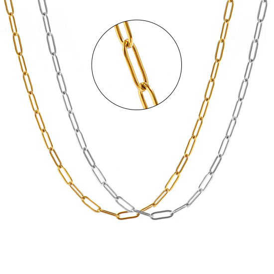 Imagen de Plano Collares Al Por Mayor, Catena di Fermagli Multicolor 304 Acero Inoxidable, Unisex Respetuoso del Medio Ambiente Elegante Minimalista Regalo Joyería Para Minorista, Tamaño de la Cadena: 9x3mm, 1 Unidad