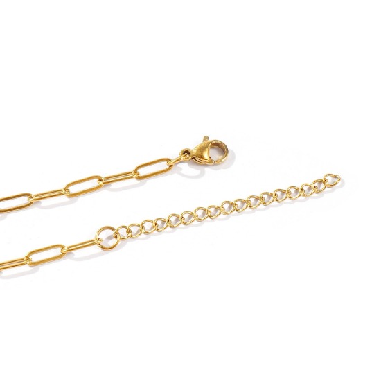 Imagen de Plano Collares Al Por Mayor, Catena di Fermagli Multicolor 304 Acero Inoxidable, Unisex Respetuoso del Medio Ambiente Elegante Minimalista Regalo Joyería Para Minorista, Tamaño de la Cadena: 9x3mm, 1 Unidad