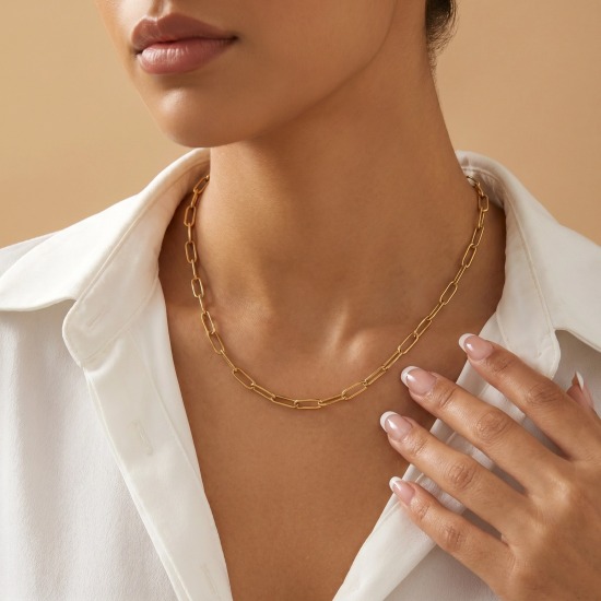 Imagen de Plano Collares Al Por Mayor, Catena di Fermagli Multicolor 304 Acero Inoxidable, Unisex Respetuoso del Medio Ambiente Elegante Minimalista Regalo Joyería Para Minorista, Tamaño de la Cadena: 9x3mm, 1 Unidad