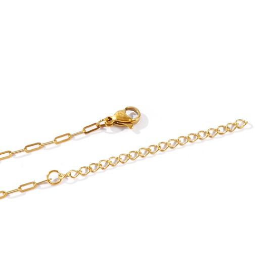Imagen de Plano Collares Al Por Mayor, Catena di Fermagli Multicolor 304 Acero Inoxidable, Unisex Respetuoso del Medio Ambiente Elegante Minimalista Regalo Joyería Para Minorista, Tamaño de la Cadena: 5x2mm, 1 Unidad