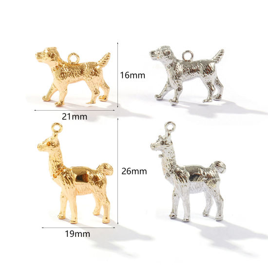 2 個 エコフレンドリー 真鍮 チャーム 卸売り リアルゴールドメッキ 動物 3D の画像