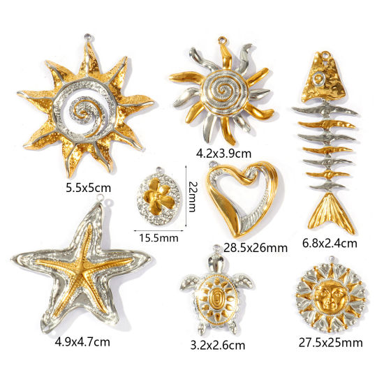 Bild von Umweltfreundliche PVD Wasserdicht Anlaufgeschützt Hypoallergen 304 Edelstahl Charms Großhandel 18K Echtgold plattiert & Silberton Mixefarbe