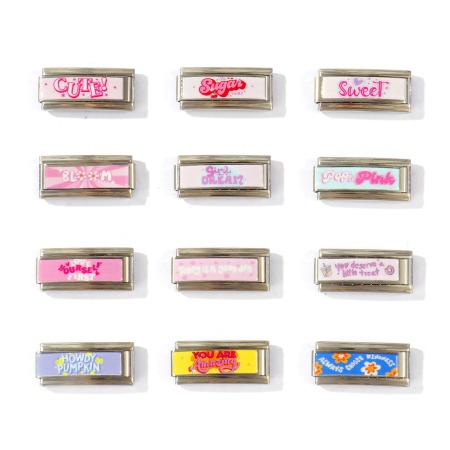Picture of 1 Piece 304 Stainless Steel Positive Quotes Energy Italian Charm Links For DIY Modular Bracelet Watch Jewelry Making Wholesale Silver Tone Rectangle 20mm x 9mm