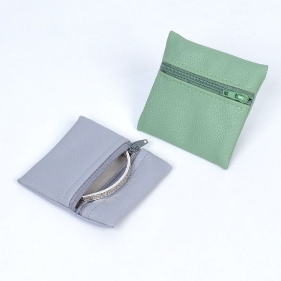Bild von PU Schmuck-Aufbewahrungsbeutel mit Reißverschluss für Armbänder Ringe Ohrringe Bunt Quadrat
