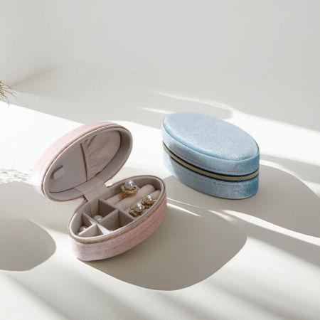 Velvet Jewelry Storage Box Oval Multicolor
