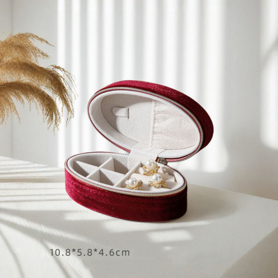 Bild von Veloursamt Schmuck-Aufbewahrungsbox Oval Bunt