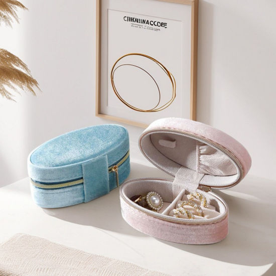 Bild von Veloursamt Schmuck-Aufbewahrungsbox Oval Bunt
