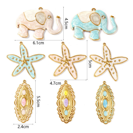 Picture of Eco-friendly PVD Waterproof Anti-Tarnish Hypoallergenic 304 Stainless Steel Charms Wholesale 18K Real Gold Plated Enamel Pearlized