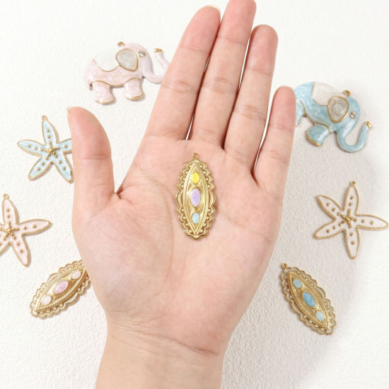 Picture of Eco-friendly PVD Waterproof Anti-Tarnish Hypoallergenic 304 Stainless Steel Charms Wholesale 18K Real Gold Plated Enamel Pearlized