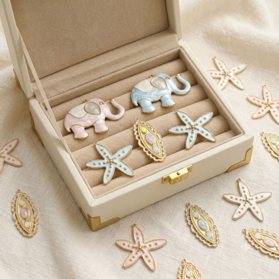 Picture of Eco-friendly PVD Waterproof Anti-Tarnish Hypoallergenic 304 Stainless Steel Charms Wholesale 18K Real Gold Plated Enamel Pearlized