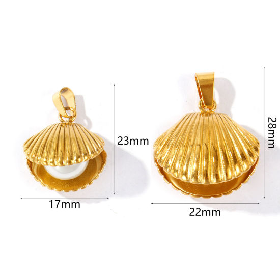 Picture of Eco-friendly PVD Waterproof Anti-Tarnish Hypoallergenic 304 Stainless Steel Charms Wholesale 18K Real Gold Plated Shell Acrylic Imitation Pearl
