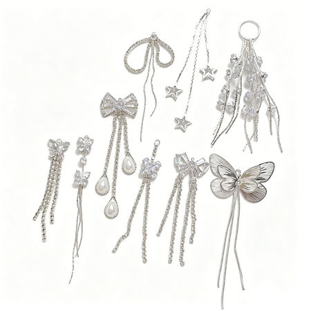 Brass Charms Wholesale Multicolor Tassel Clear Rhinestone