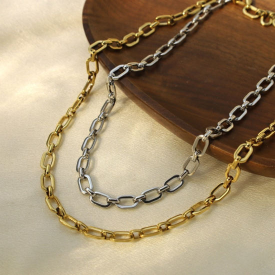 Immagine di Collana All'Ingrosso, Catena a Cavo Multicolore 304 Acciaio Inossidabile, Donne PVD Ecologica Semplice Elegante Regalo Gioielli Per Rivenditore, 50cm Lunghezza, 1 Pz