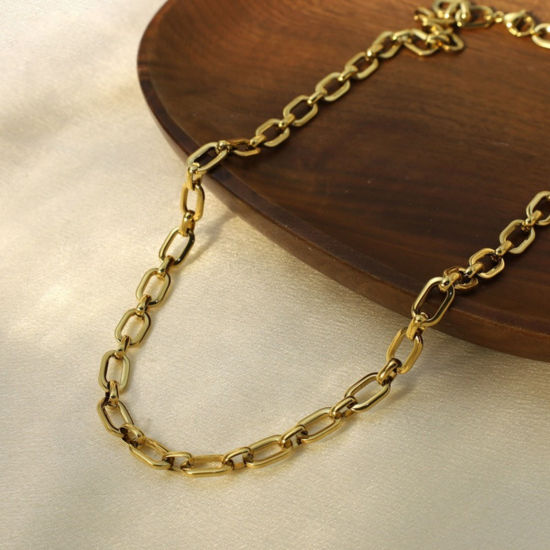 Immagine di Collana All'Ingrosso, Catena a Cavo Multicolore 304 Acciaio Inossidabile, Donne PVD Ecologica Semplice Elegante Regalo Gioielli Per Rivenditore, 50cm Lunghezza, 1 Pz