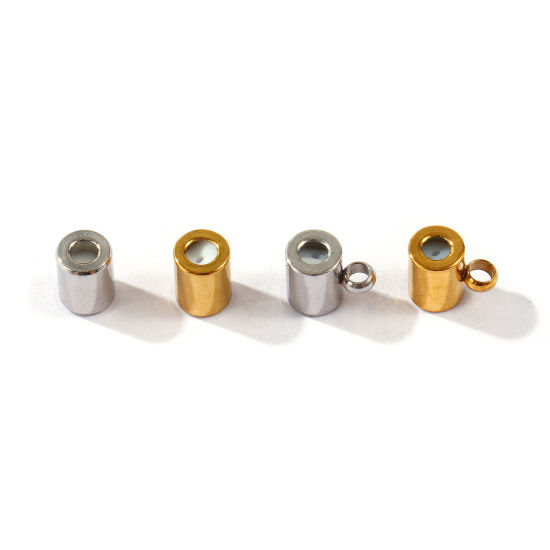 Picture of Eco-friendly 304 Stainless Steel Adjustable Silicone Slider Stopper Beads Wholesale Multicolor Cylinder