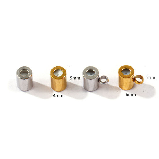 Picture of Eco-friendly 304 Stainless Steel Adjustable Silicone Slider Stopper Beads Wholesale Multicolor Cylinder