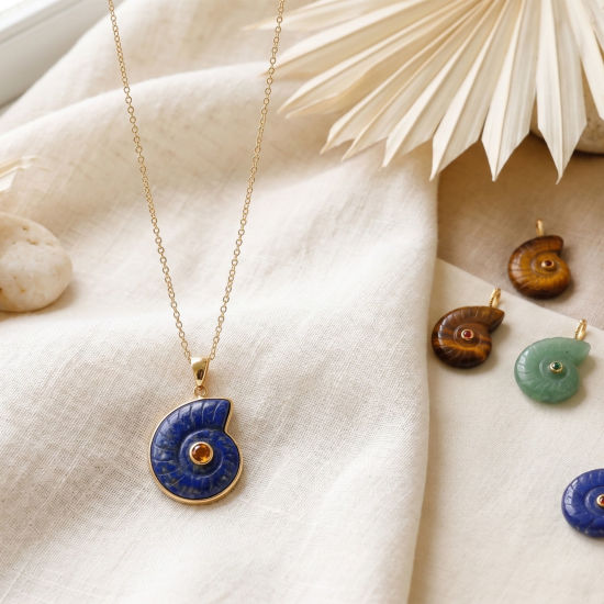 Immagine di 1 Pz Ottone & Gemma Gioielli Oceanici Ciondoli All'Ingrosso Placcato Oro 18K Multicolore Conchiglia 26mm x 21mm