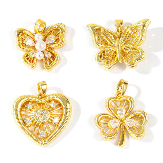 Imagen de 2 Unidades Latón Style Of Royal Court Character Colgantes Charms Al Por Mayor Chapado en Oro de 18K Encaje Hueco