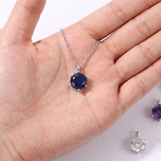 Picture of Eco-friendly Brass Birthstone Charms Wholesale Real Platinum Plated Round 15mm x 9mm