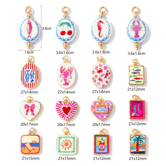 Bild von Messing Charms Großhandel 18K Vergoldet Gedruckt
