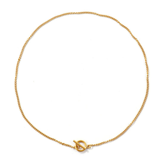 Imagen de Con Cierres de Palanca Collares Al Por Mayor, Cadenas de Curb Multicolor 304 Acero Inoxidable, Unisex PVD Ecológico Sencillo Hip Hop Regalo Joyería Para Minorista, 45cm longitud, Tamaño de la Cadena: 2.2mm, 1 Unidad
