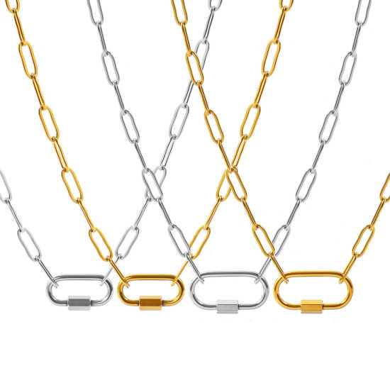 Imagen de Con Cierres de Tornillo Collar Porta Colgante Al Por Mayor, Catena di Fermagli Multicolor 304 Acero Inoxidable, Unisex PVD Ecológico Sencillo Hip Hop Regalo Joyería Para Minorista, Tamaño de la Cadena: 4mm, 1 Unidad