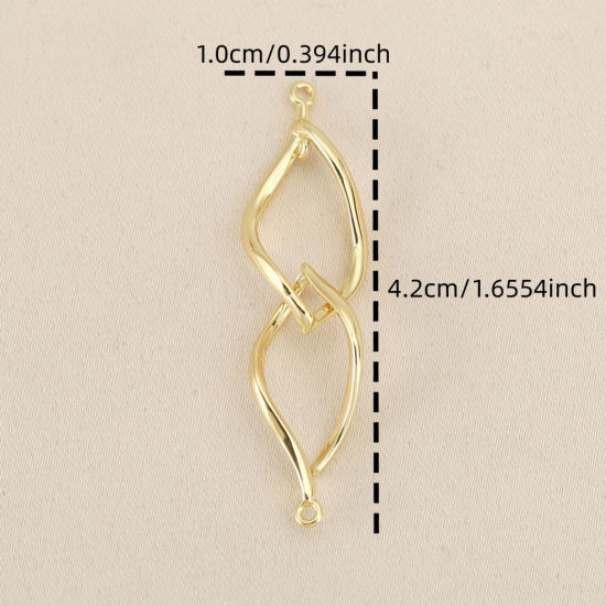 Picture of Eco-friendly Brass Connectors Charms Pendants Wholesale Real Gold Plated Twist 4.2cm x 1cm