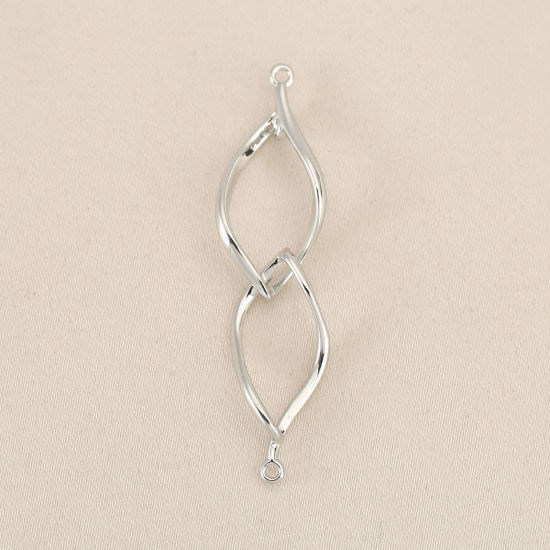 Picture of Eco-friendly Brass Connectors Charms Pendants Wholesale Real Gold Plated Twist 4.2cm x 1cm