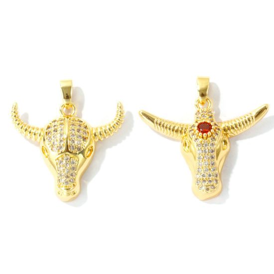 Picture of Eco-friendly Brass West Cowboy Charm Pendant Wholesale 18K Real Gold Plated Bull Head/ Cow Head