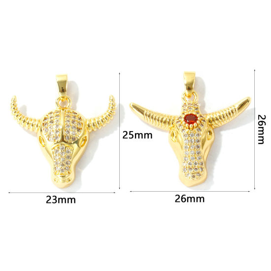Picture of Eco-friendly Brass West Cowboy Charm Pendant Wholesale 18K Real Gold Plated Bull Head/ Cow Head