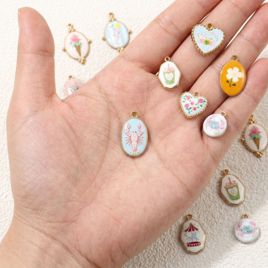 Picture of Eco-friendly PVD Waterproof Anti-Tarnish Hypoallergenic 304 Stainless Steel Charms Wholesale 18K Real Gold Plated Printed