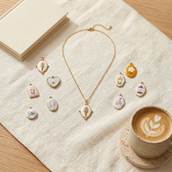 Picture of Eco-friendly PVD Waterproof Anti-Tarnish Hypoallergenic 304 Stainless Steel Charms Wholesale 18K Real Gold Plated Printed