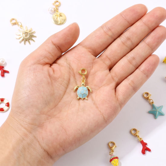 Bild von Umweltfreundlich Messing Anhänger Großhandel 18K Echtgold plattiert Mit Federringverschluss