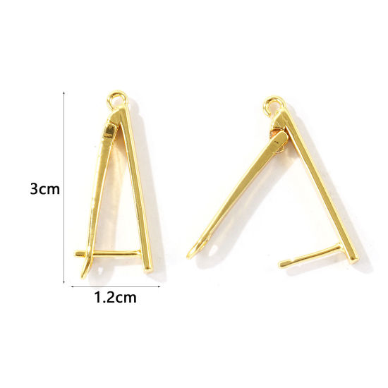 Bild von Messing Ohrringzubehör Großhandel Bunt V-Form Mit offener Schleife 3cm x 1.2cm, Drahtst?rke: 1.2mm(17 Gauge)