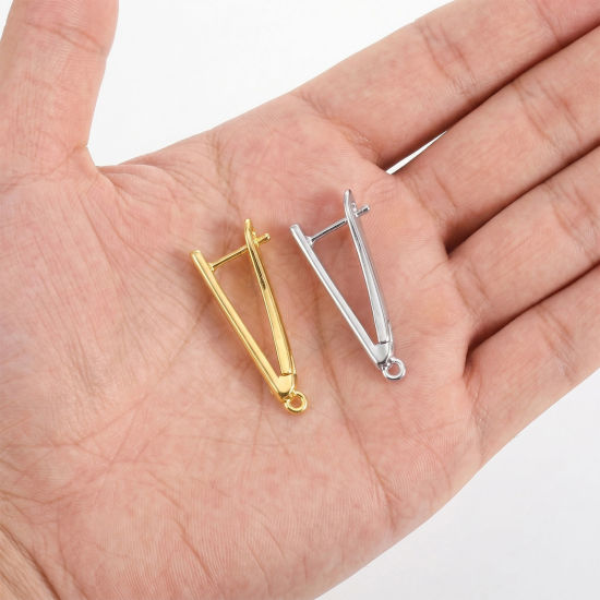Bild von Messing Ohrringzubehör Großhandel Bunt V-Form Mit offener Schleife 3cm x 1.2cm, Drahtst?rke: 1.2mm(17 Gauge)