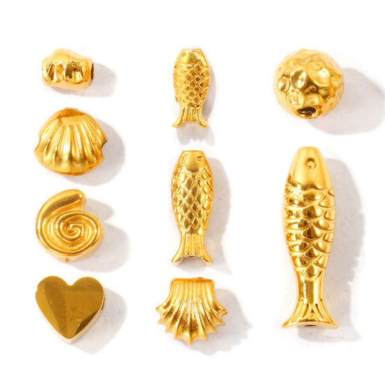 Picture of Eco-friendly PVD Waterproof Anti-Tarnish Hypoallergenic 304 Stainless Steel Beads For DIY Jewelry Making Wholesale 18K Real Gold Plated