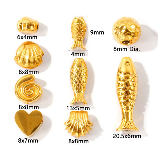 Picture of Eco-friendly PVD Waterproof Anti-Tarnish Hypoallergenic 304 Stainless Steel Beads For DIY Jewelry Making Wholesale 18K Real Gold Plated