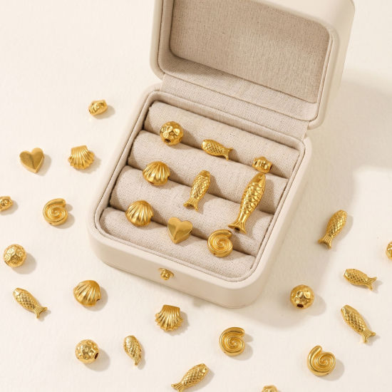 Picture of Eco-friendly PVD Waterproof Anti-Tarnish Hypoallergenic 304 Stainless Steel Beads For DIY Jewelry Making Wholesale 18K Real Gold Plated