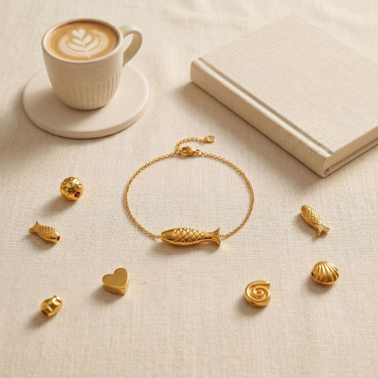Picture of Eco-friendly PVD Waterproof Anti-Tarnish Hypoallergenic 304 Stainless Steel Beads For DIY Jewelry Making Wholesale 18K Real Gold Plated