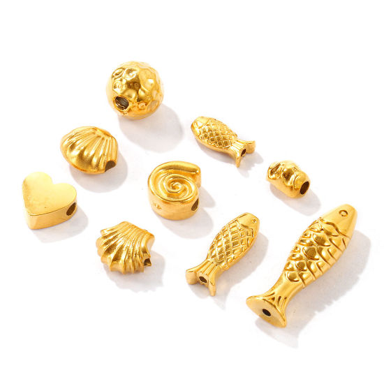 Picture of Eco-friendly PVD Waterproof Anti-Tarnish Hypoallergenic 304 Stainless Steel Beads For DIY Jewelry Making Wholesale 18K Real Gold Plated