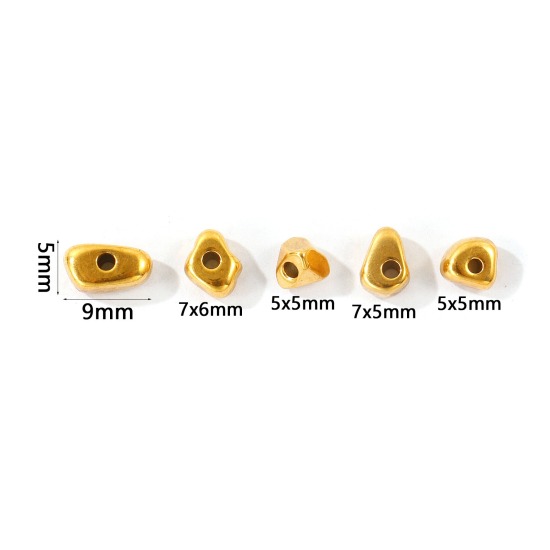 Picture of Eco-friendly PVD Waterproof Anti-Tarnish Hypoallergenic 304 Stainless Steel Beads For DIY Jewelry Making Wholesale 18K Real Gold Plated Irregular