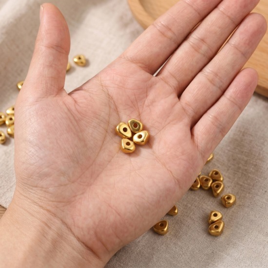Picture of Eco-friendly PVD Waterproof Anti-Tarnish Hypoallergenic 304 Stainless Steel Beads For DIY Jewelry Making Wholesale 18K Real Gold Plated Irregular