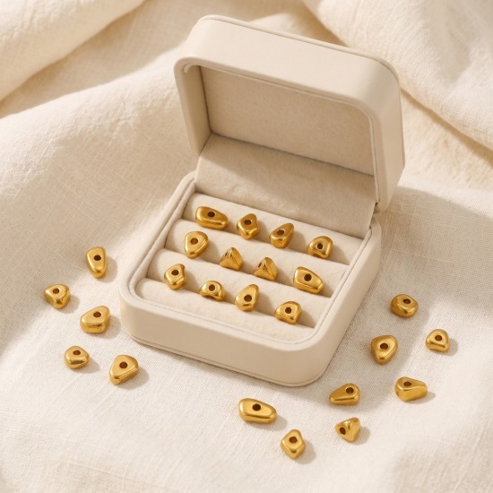 Picture of Eco-friendly PVD Waterproof Anti-Tarnish Hypoallergenic 304 Stainless Steel Beads For DIY Jewelry Making Wholesale 18K Real Gold Plated Irregular