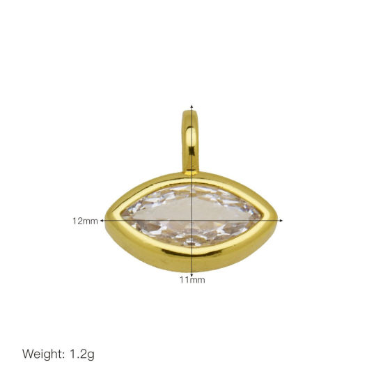 Immagine di 2 Pz Ottone Mini Ciondoli All'Ingrosso Placcato Oro 18K Geometrica Multicolore Cubic Zirconiae