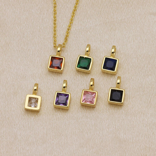 Immagine di 2 Pz Ottone Mini Ciondoli All'Ingrosso Placcato Oro 18K Geometrica Multicolore Cubic Zirconiae