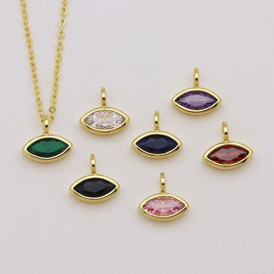 Immagine di 2 Pz Ottone Mini Ciondoli All'Ingrosso Placcato Oro 18K Geometrica Multicolore Cubic Zirconiae